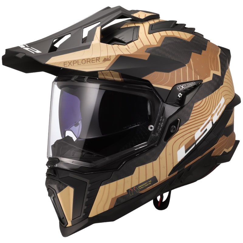 Enduro motociklininko šalmas LS2 MX701 Explorer C Trick rudai smėlio spalvos