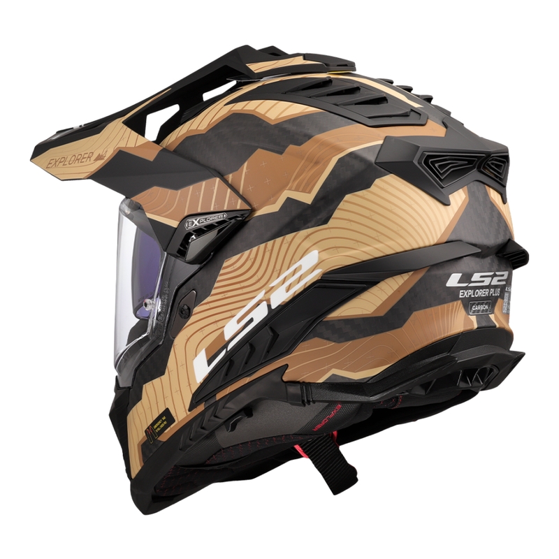 Enduro motociklininko šalmas LS2 MX701 Explorer C Trick rudai smėlio spalvos