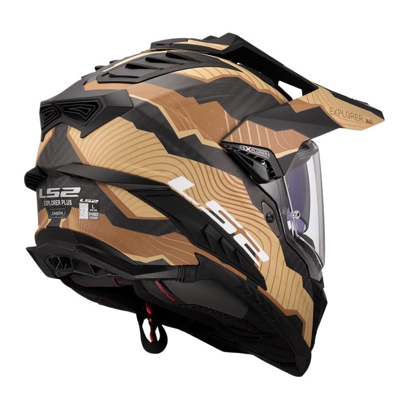 Enduro motociklininko šalmas LS2 MX701 Explorer C Trick rudai smėlio spalvos