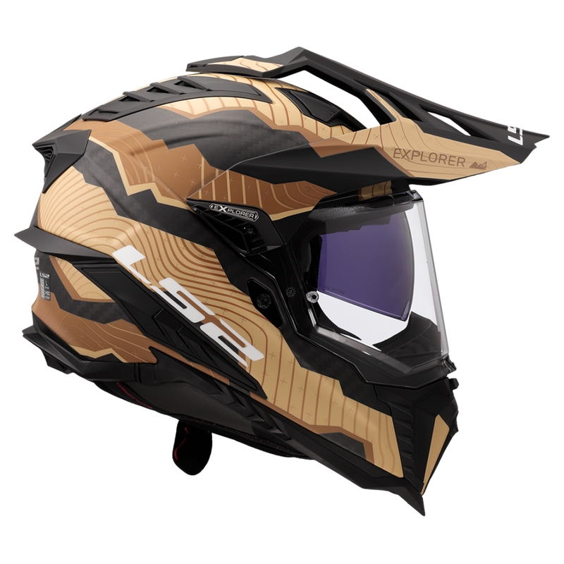 Enduro motociklininko šalmas LS2 MX701 Explorer C Trick rudai smėlio spalvos