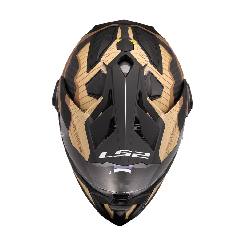 Enduro motociklininko šalmas LS2 MX701 Explorer C Trick rudai smėlio spalvos
