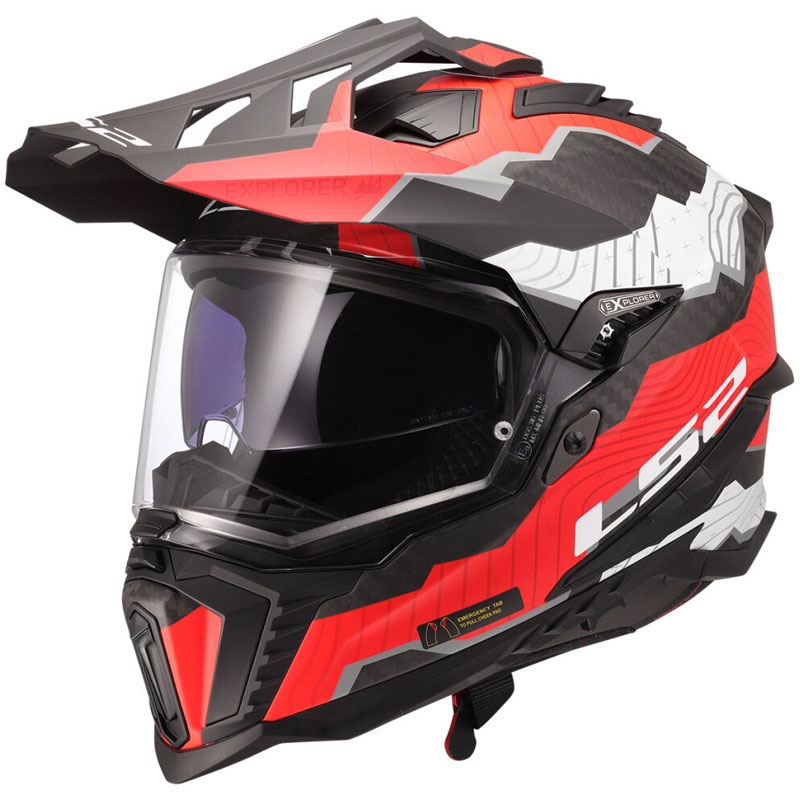 Enduro motociklininko šalmas LS2 MX701 Explorer C Trick baltai raudonas