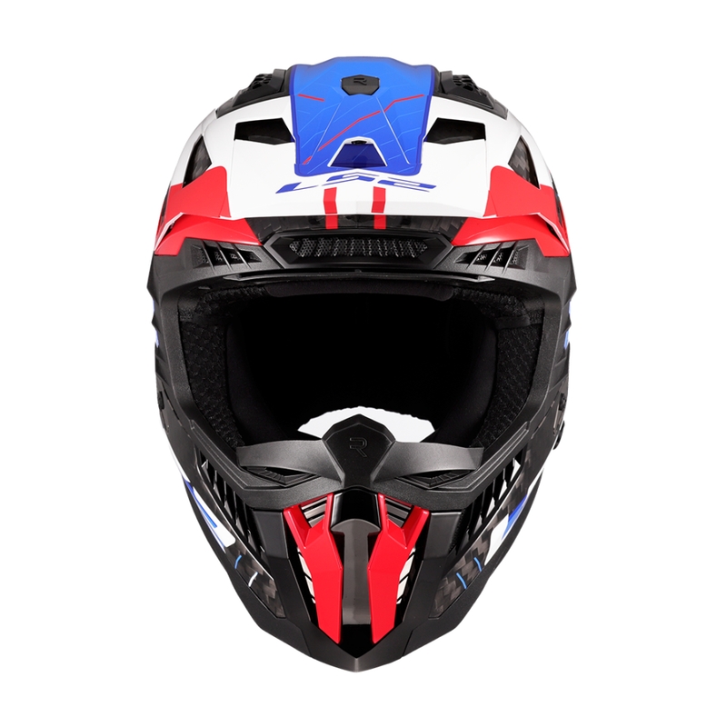 Motokroso šalmas LS2 MX703 X-Force Galuo baltai-raudonai-mėlynas