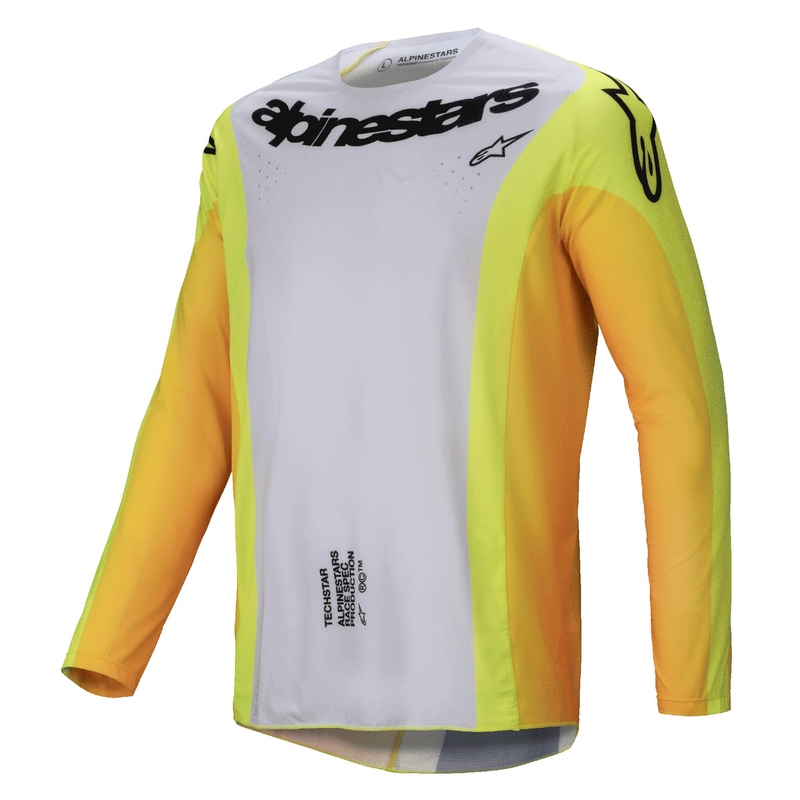 Alpinestars Techstar Melt Motokroso marškinėliai geltonos ir juodos spalvos