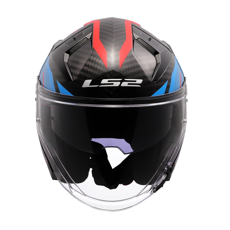 Atviras motociklininko šalmas LS2 OF603 Infinity II C Urus mėlynai raudonas