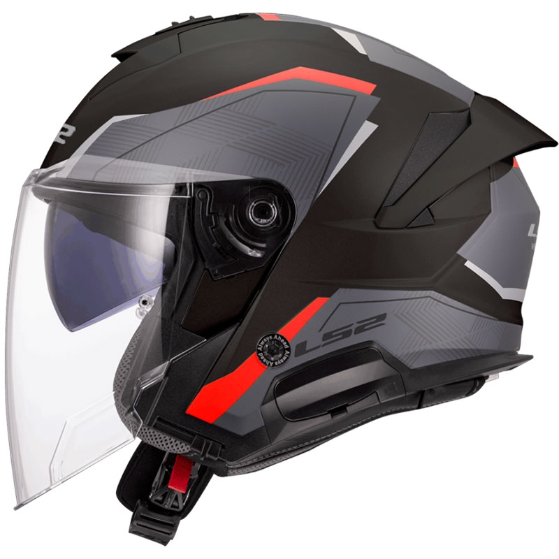 Atviras motociklininko šalmas LS2 OF618 Verso II Air juodas-raudonas