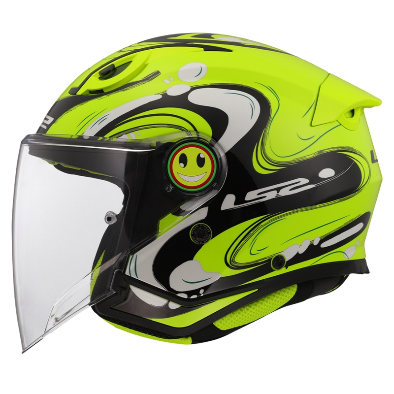 Vaikiškas atviras motociklininko šalmas LS2 OF622 Funny II Glup fluo yellow