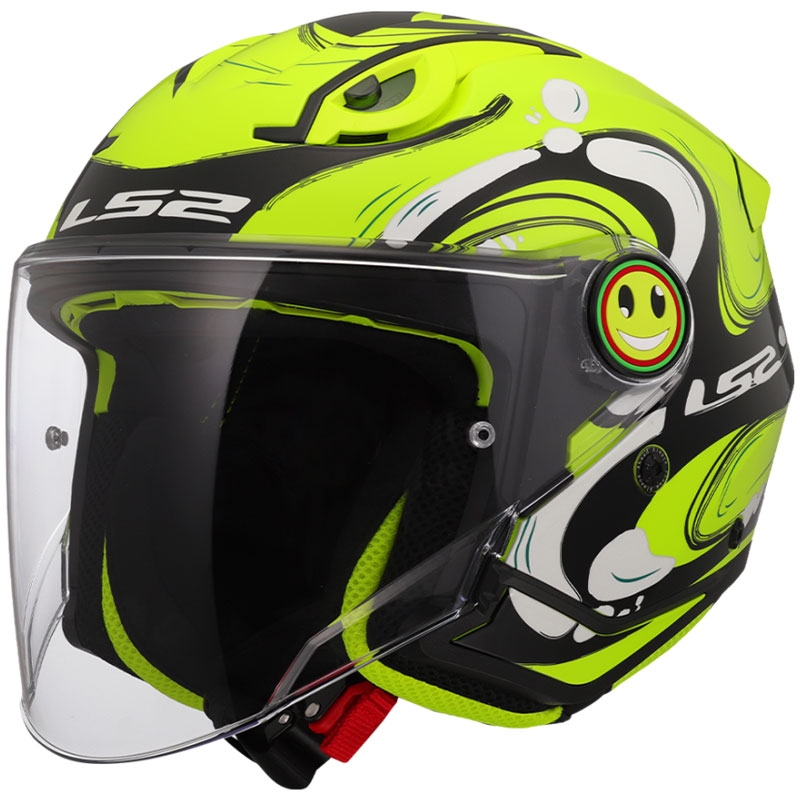 Vaikiškas atviras motociklininko šalmas LS2 OF622 Funny II Glup fluo yellow