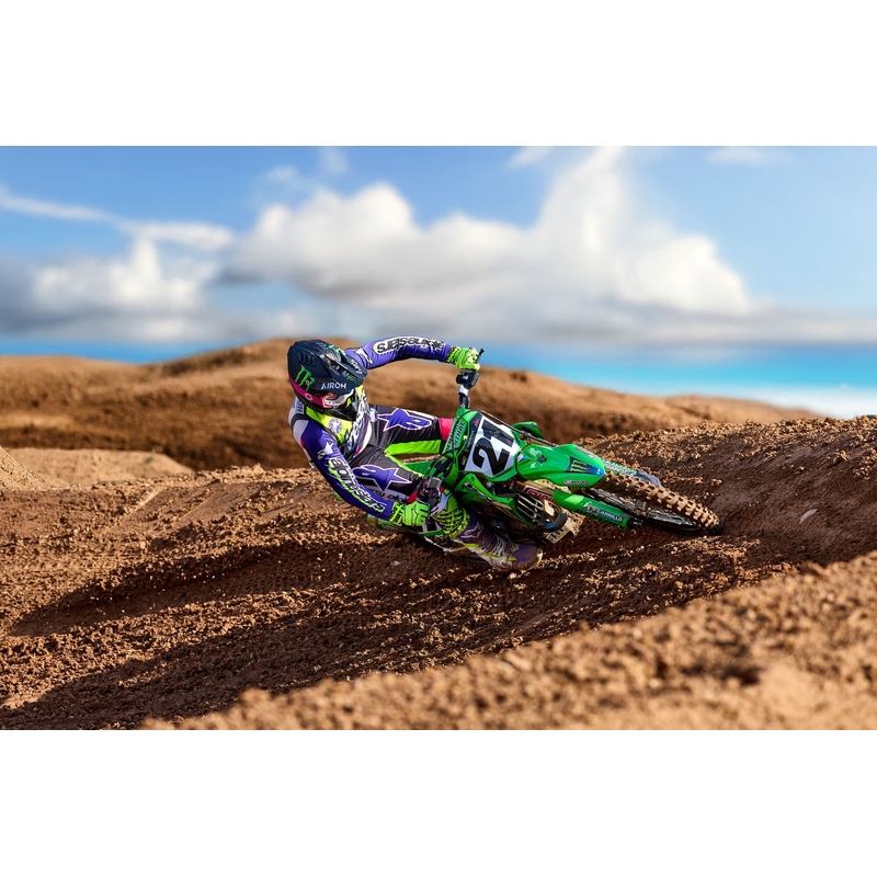 Alpinestars Supertech SX riboto leidimo "Dirt Studios" baltai-violetiniai-rožiniai-fluo geltoni motokroso marškinėliai