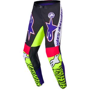 Alpinestars Supertech Limited Edition Dirt Studios Motokroso kelnės balta-violetinė-rožinė-fluo geltona