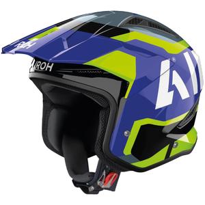 Bandomasis motociklininko šalmas "Airoh TRR 2 Jupiter" mėlynai geltonas