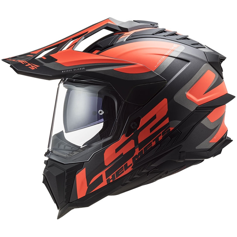 Enduro šalmas LS2 MX701 Explorer Alter juodas-fluo oranžinis-pilkas matinis