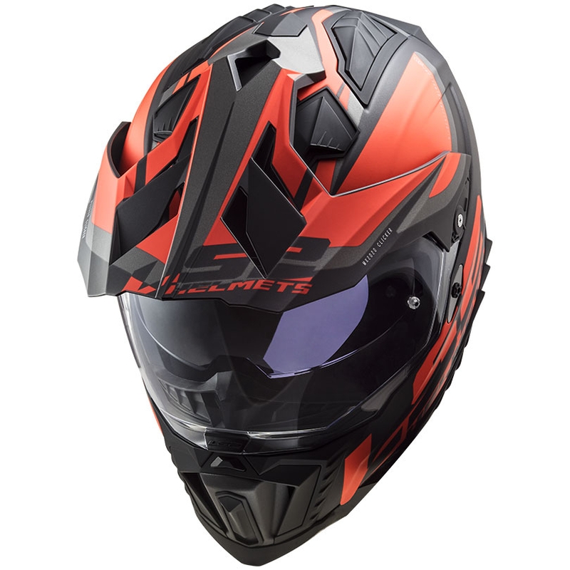 Enduro šalmas LS2 MX701 Explorer Alter juodas-fluo oranžinis-pilkas matinis