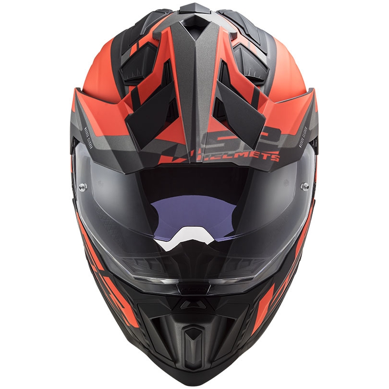 Enduro šalmas LS2 MX701 Explorer Alter juodas-fluo oranžinis-pilkas matinis