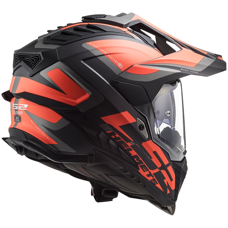 Enduro šalmas LS2 MX701 Explorer Alter juodas-fluo oranžinis-pilkas matinis
