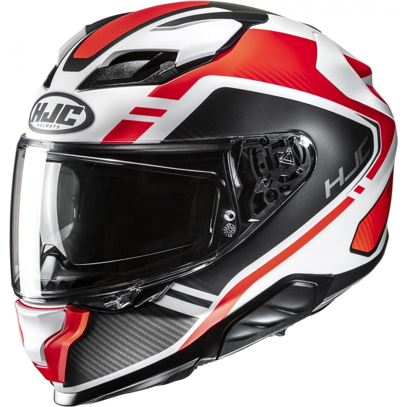 Integruotas motociklininko šalmas HJC F71 Tozz MC6HSF baltas-juodas-raudonas