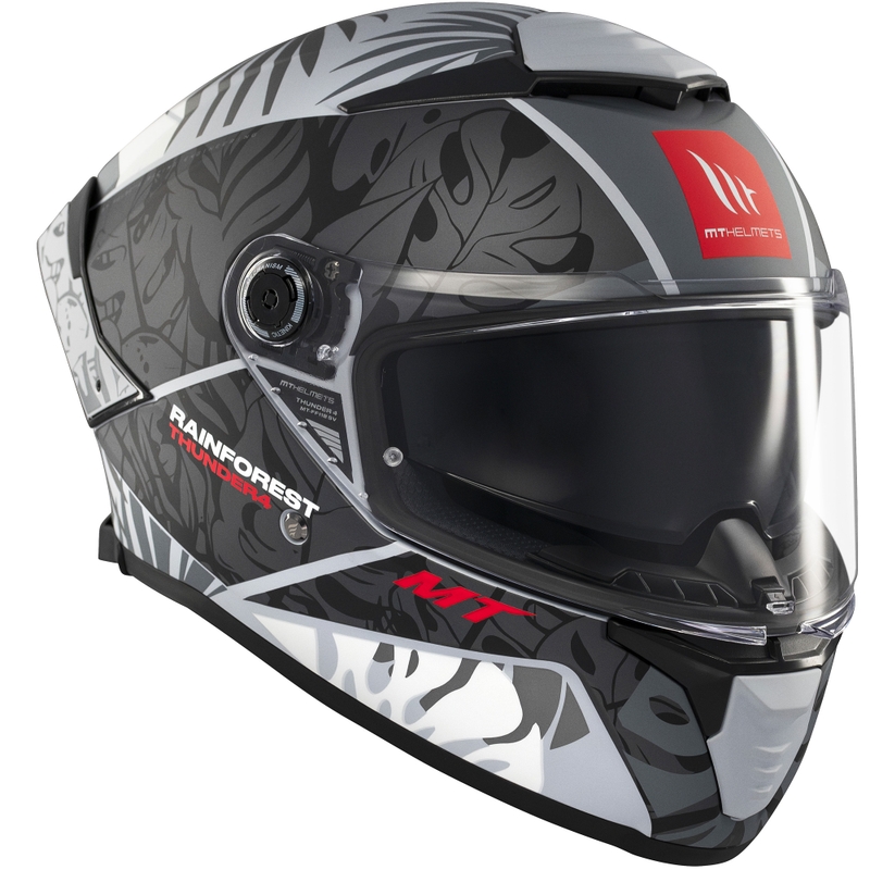 Uždaras motociklo šalmas MT Thunder 4 SV Rainforest juoda-balta