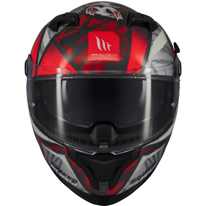 MT Braker SV Fury integralus motociklininko šalmas juodai pilkai raudonas