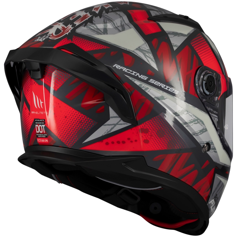MT Braker SV Fury integralus motociklininko šalmas juodai pilkai raudonas