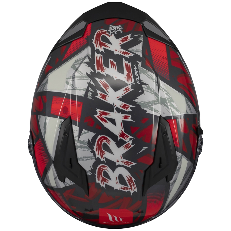 MT Braker SV Fury integralus motociklininko šalmas juodai pilkai raudonas