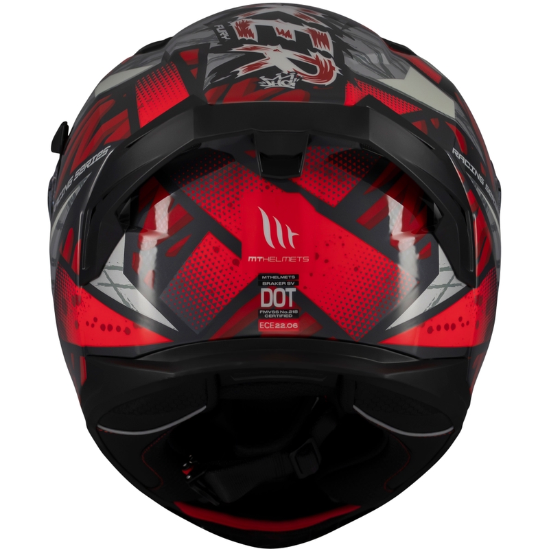 MT Braker SV Fury integralus motociklininko šalmas juodai pilkai raudonas