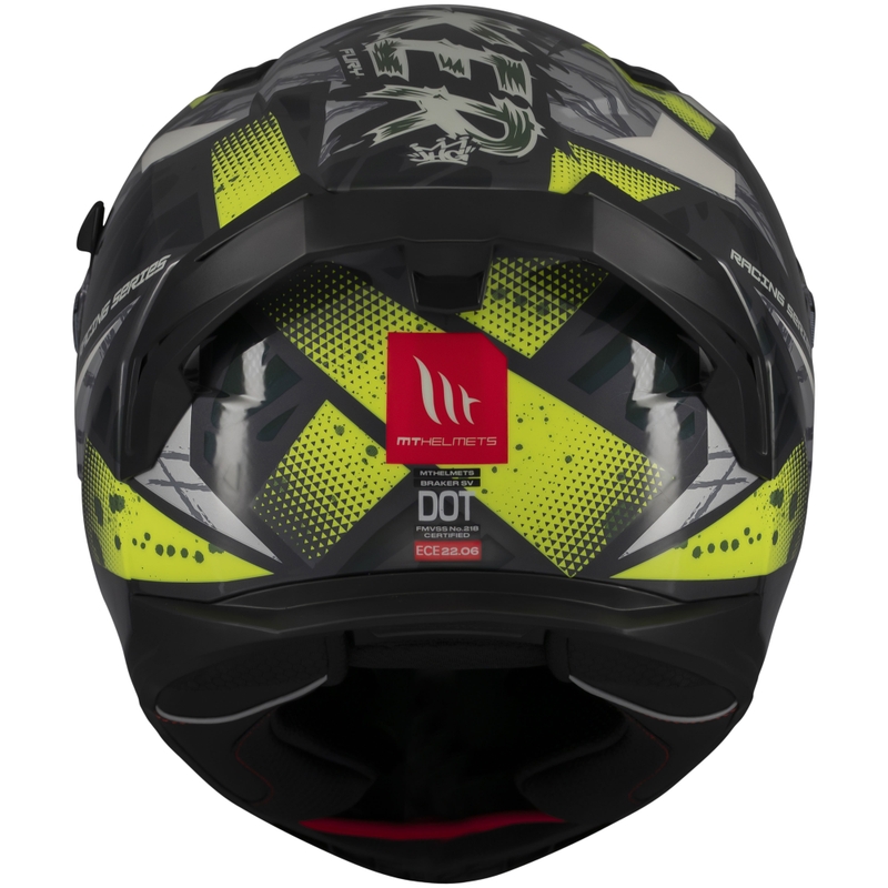 "MT Braker SV Fury" pilkai geltonas integralus motociklininko šalmas