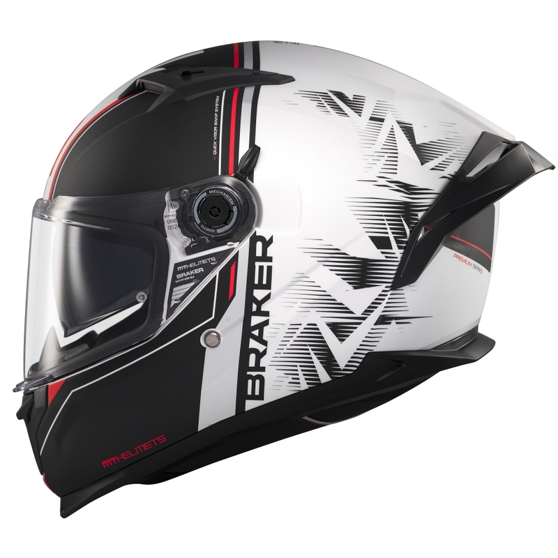 MT Braker SV Charm integralus motociklininko šalmas matinės juodos ir baltos spalvos