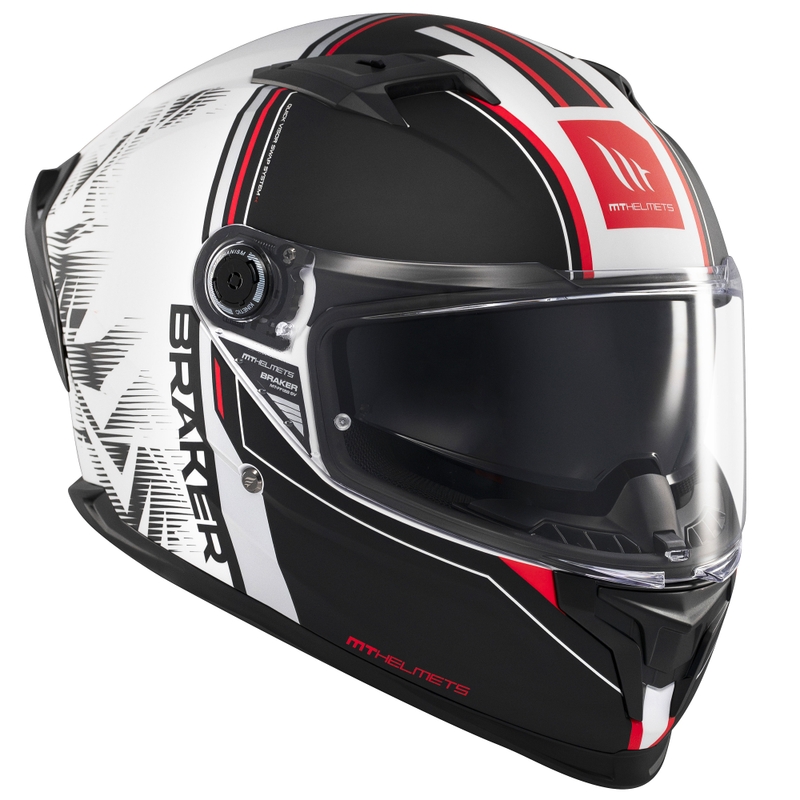 MT Braker SV Charm integralus motociklininko šalmas matinės juodos ir baltos spalvos