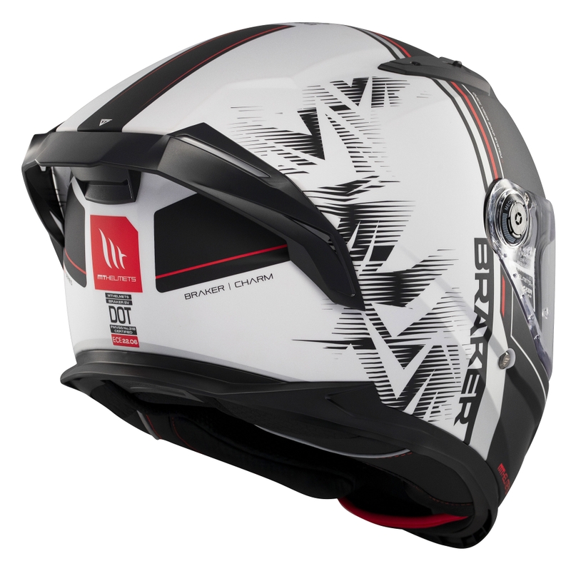 MT Braker SV Charm integralus motociklininko šalmas matinės juodos ir baltos spalvos