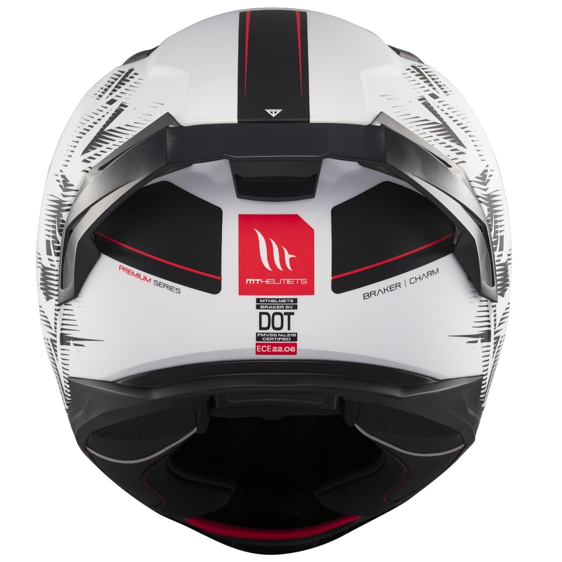 MT Braker SV Charm integralus motociklininko šalmas matinės juodos ir baltos spalvos