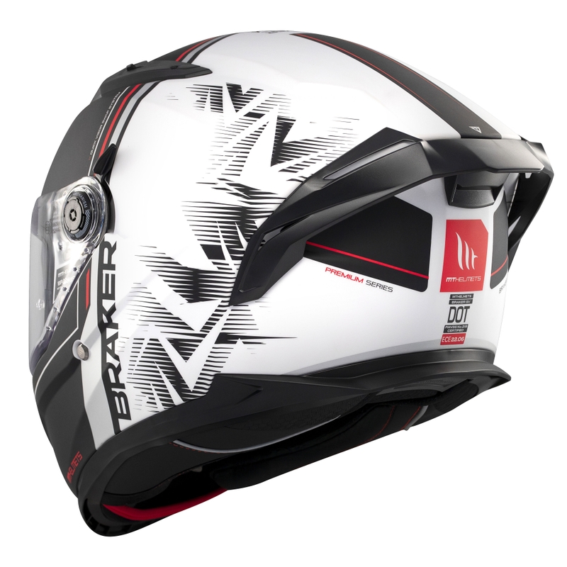 MT Braker SV Charm integralus motociklininko šalmas matinės juodos ir baltos spalvos