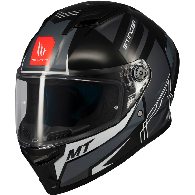 MT Stinger 2 Tron integralus motociklininko šalmas juodai pilkas