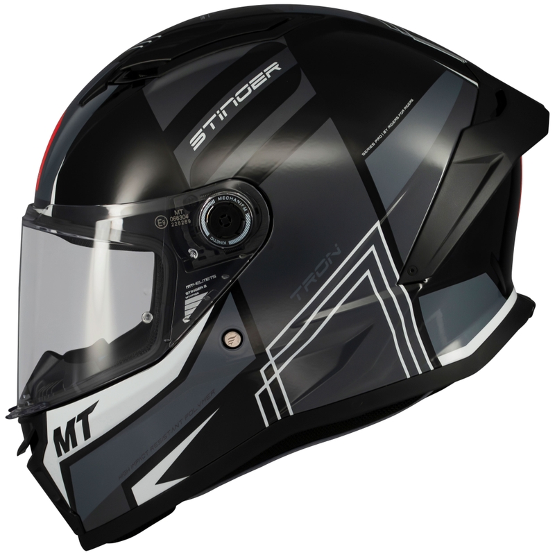 MT Stinger 2 Tron integralus motociklininko šalmas juodai pilkas