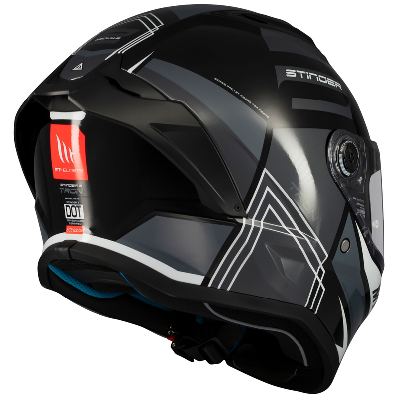 MT Stinger 2 Tron integralus motociklininko šalmas juodai pilkas