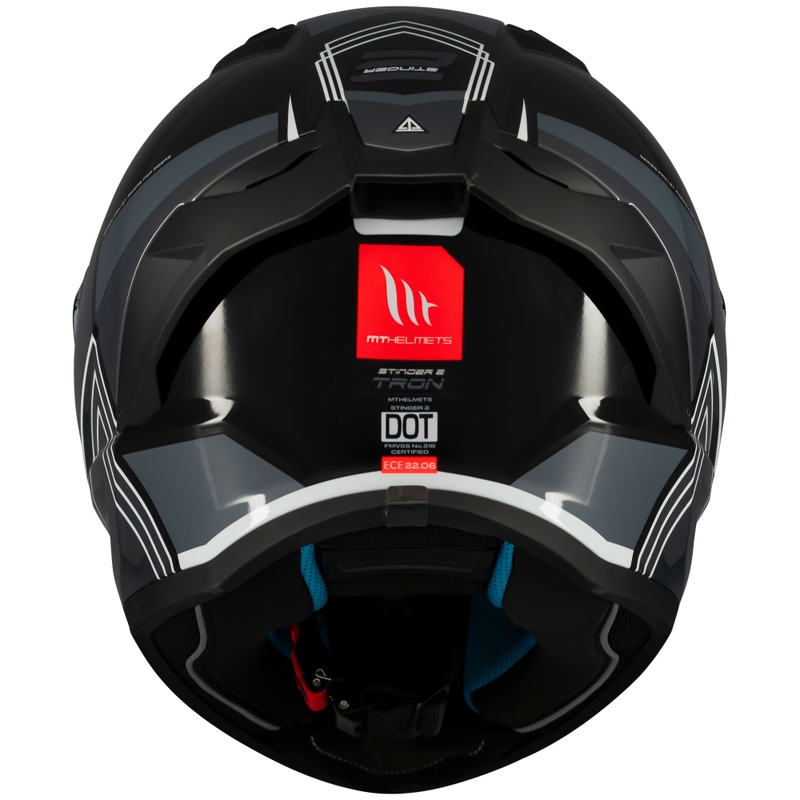 MT Stinger 2 Tron integralus motociklininko šalmas juodai pilkas