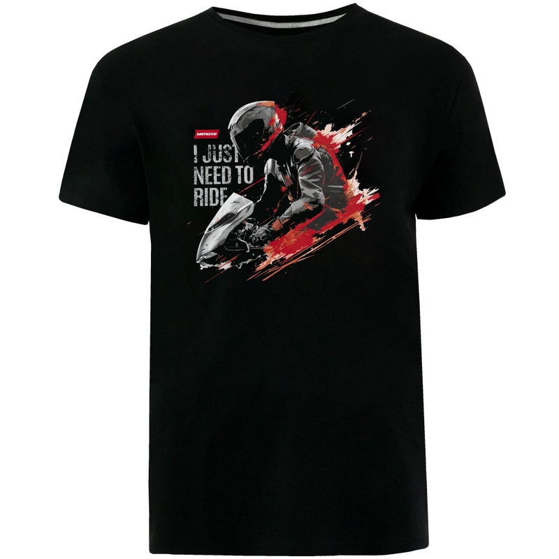 MotoZem marškinėliai Man tiesiog reikia važiuoti juodais marškinėliais