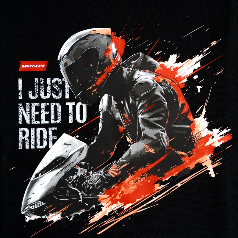MotoZem marškinėliai Man tiesiog reikia važiuoti juodais marškinėliais