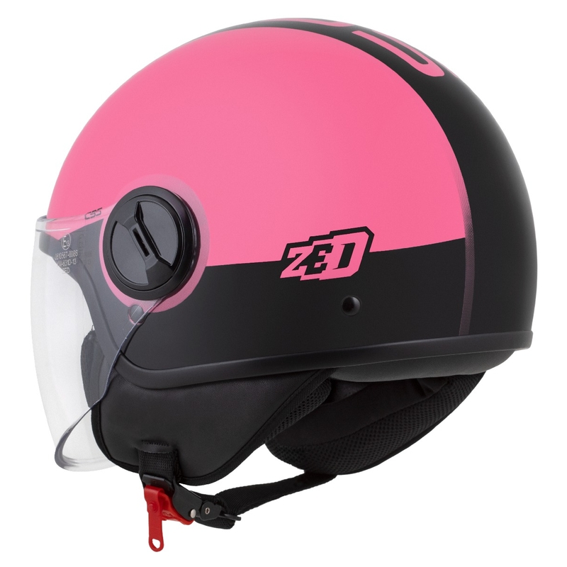 Atviras motociklininko šalmas ZED C35 rožinis-juodas