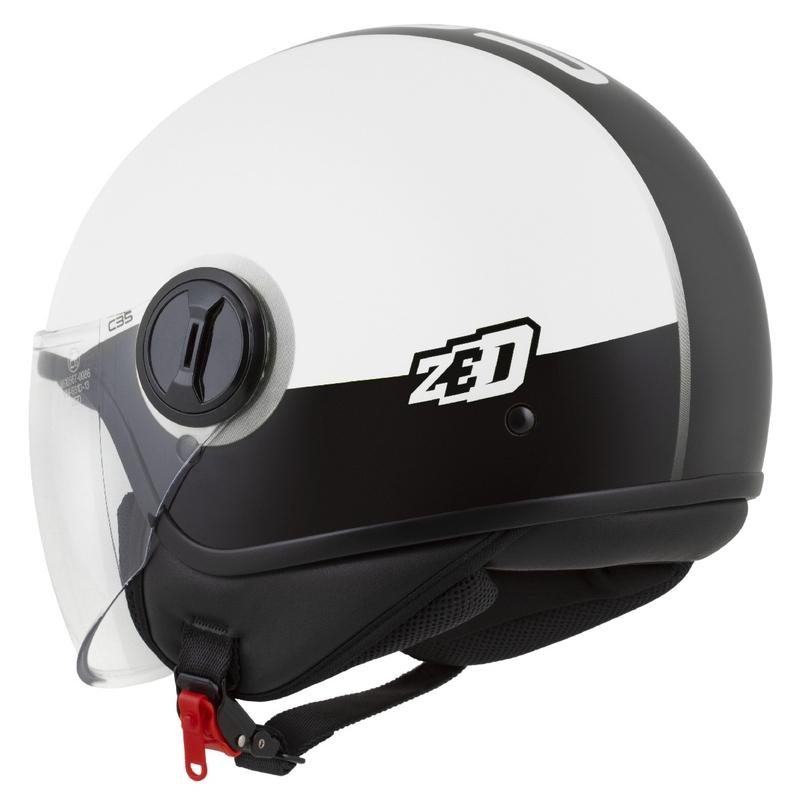 Atviras motociklininko šalmas ZED C35 baltai juodas