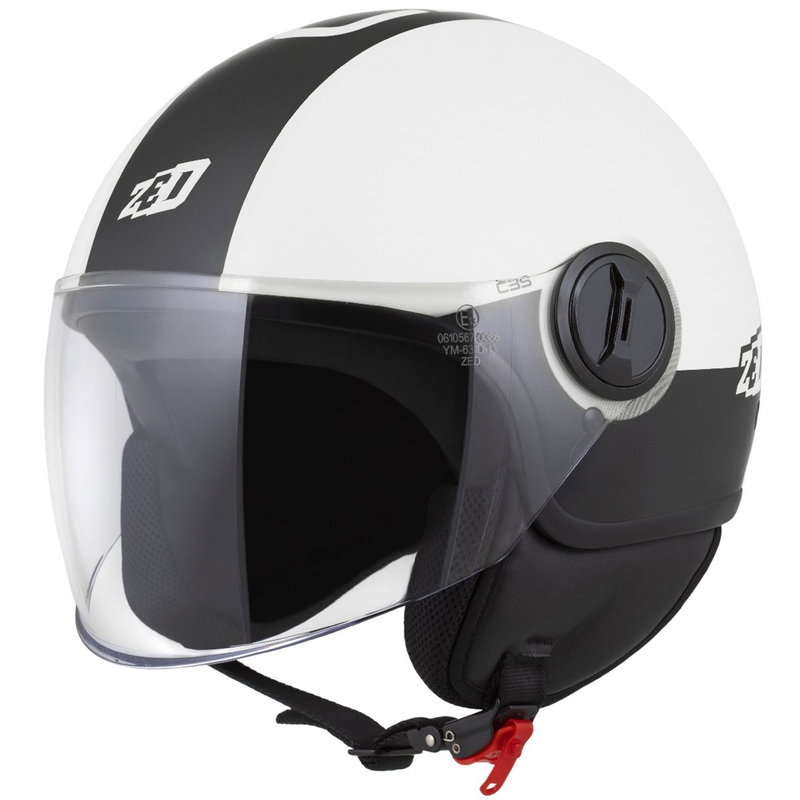 Atviras motociklininko šalmas ZED C35 baltai juodas