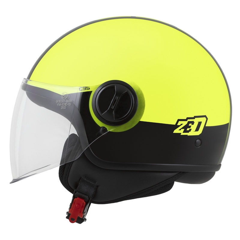 Atviras motociklininko šalmas ZED C35 fluo geltona-juoda