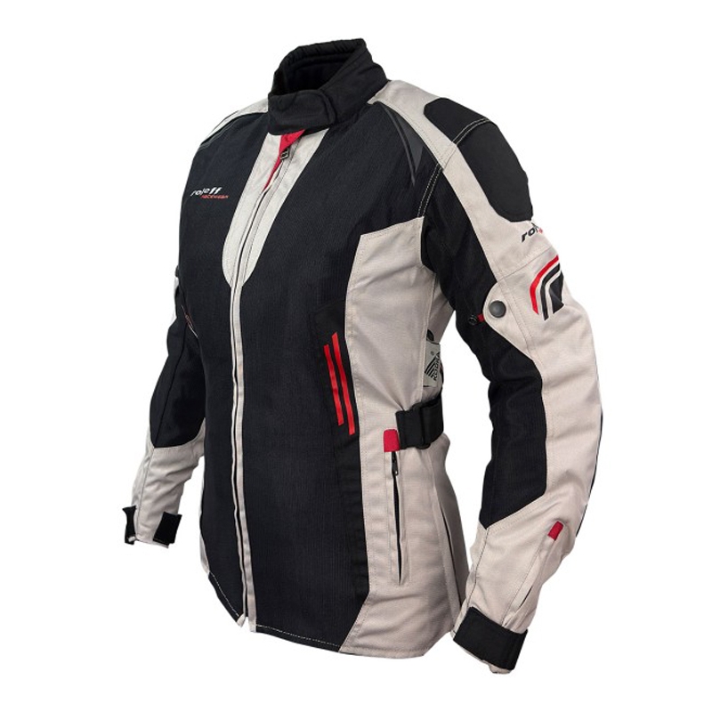 Moterų Roleff Mesh Black Beige Red motociklininko striukė