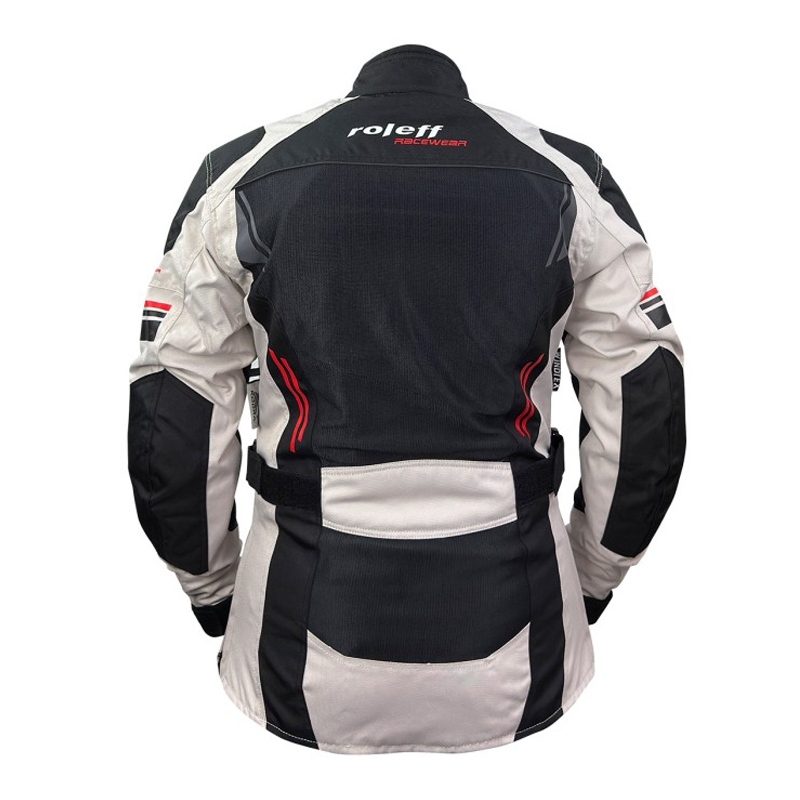 Moterų Roleff Mesh Black Beige Red motociklininko striukė