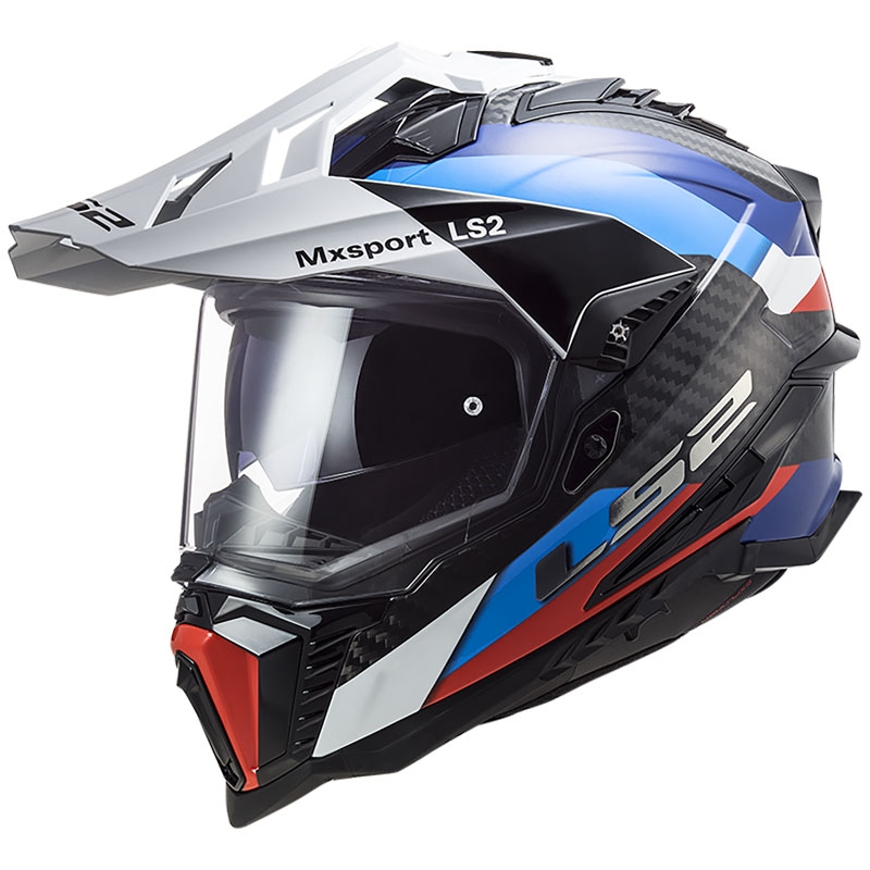 Enduro motociklininko šalmas LS2 MX701 C Explorer Frontier juodai mėlynas