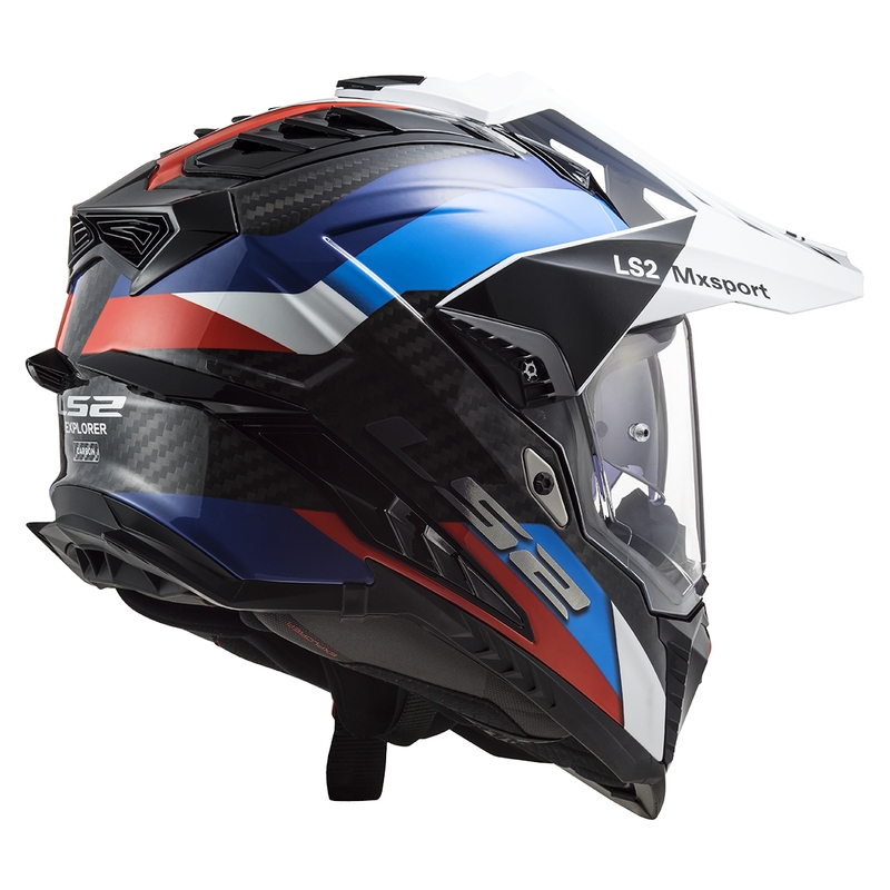Enduro motociklininko šalmas LS2 MX701 C Explorer Frontier juodai mėlynas