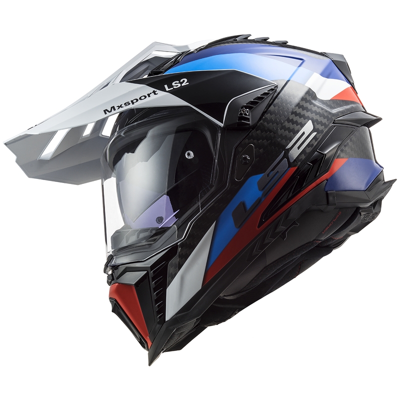 Enduro motociklininko šalmas LS2 MX701 C Explorer Frontier juodai mėlynas