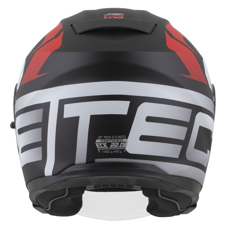 "Cassida Jet Tech 2.0 RoTo" atviras motociklininko šalmas matinis juodas-raudonas-baltas