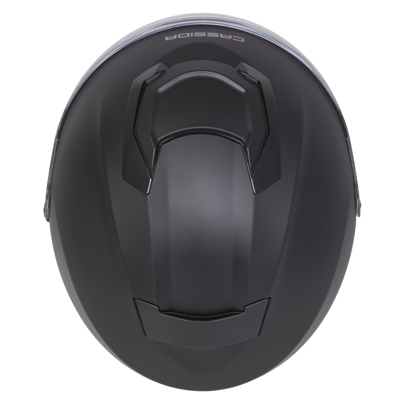 "Cassida Jet Tech 2.0 Solid Matte Black-Grey" atviras motociklininko šalmas