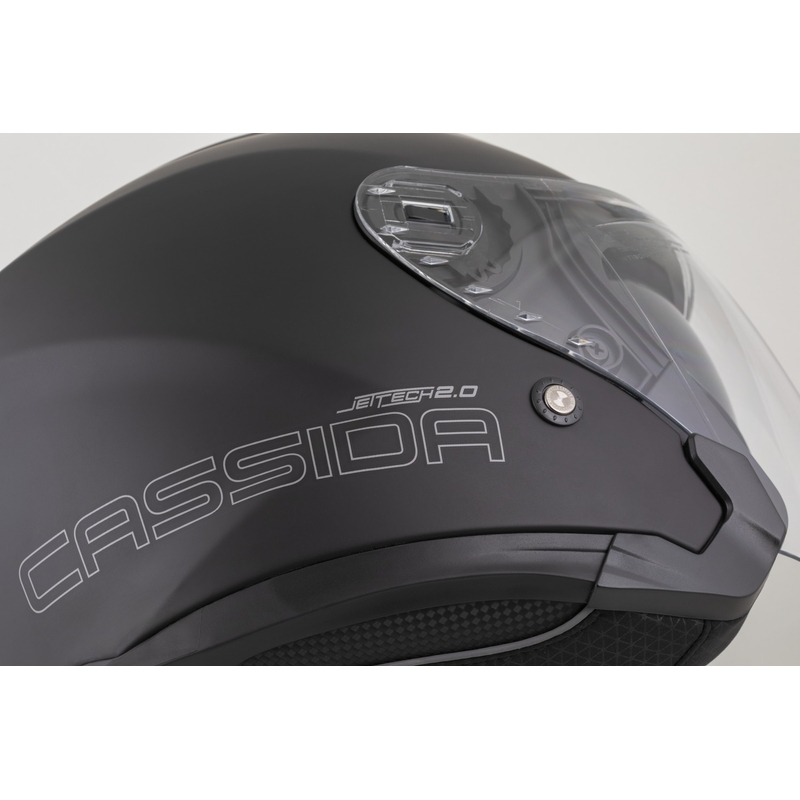 "Cassida Jet Tech 2.0 Solid Matte Black-Grey" atviras motociklininko šalmas