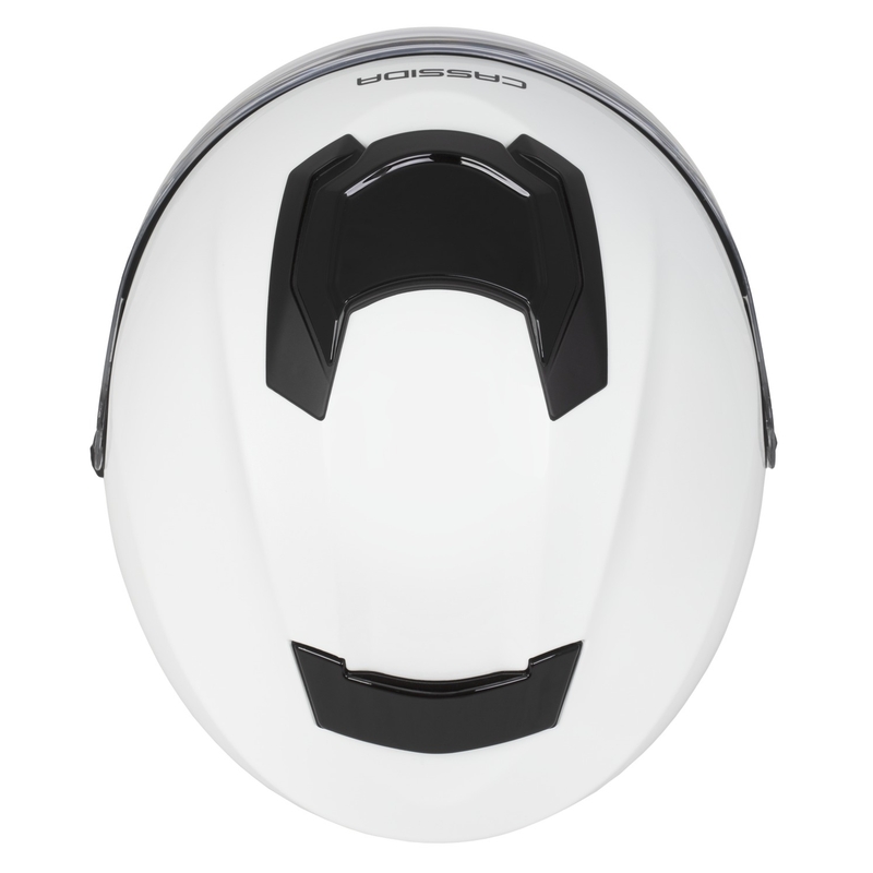 "Cassida Jet Tech 2.0 Solid White-Black-Grey" atviras motociklininko šalmas